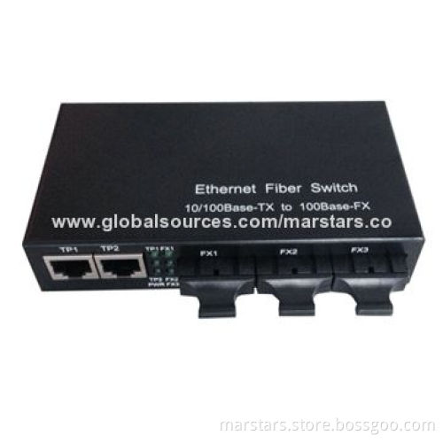 Fiber Switch with 3 x Dual Fiber Port SM 20km 10/100M + 2 x UTP Port, RJ45